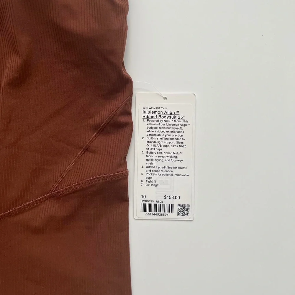 NWT Lululemon align ribbed bodysuit 25” in roasted brown size 10 - Picture 5 of 8